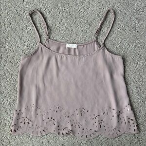 Brandy Melville John Galt Laser Cut Cami Tank Top Dusty Mauve Scalloped OSFM